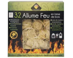 Allume feu en laine de bois FSC inodore, pour cheminée et barbecue - Ersho