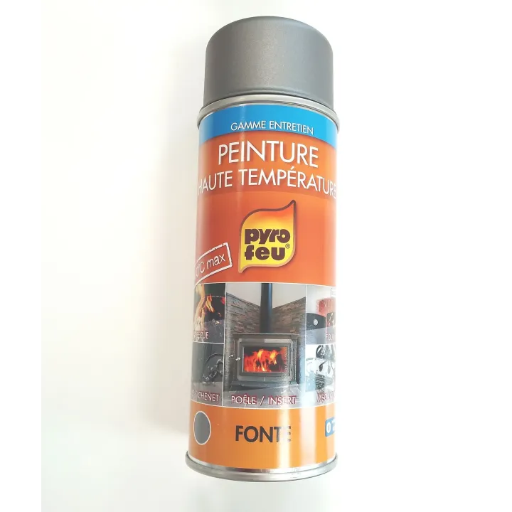 Bombe de peinture haute température gris pour métal, fonte, inox, acier