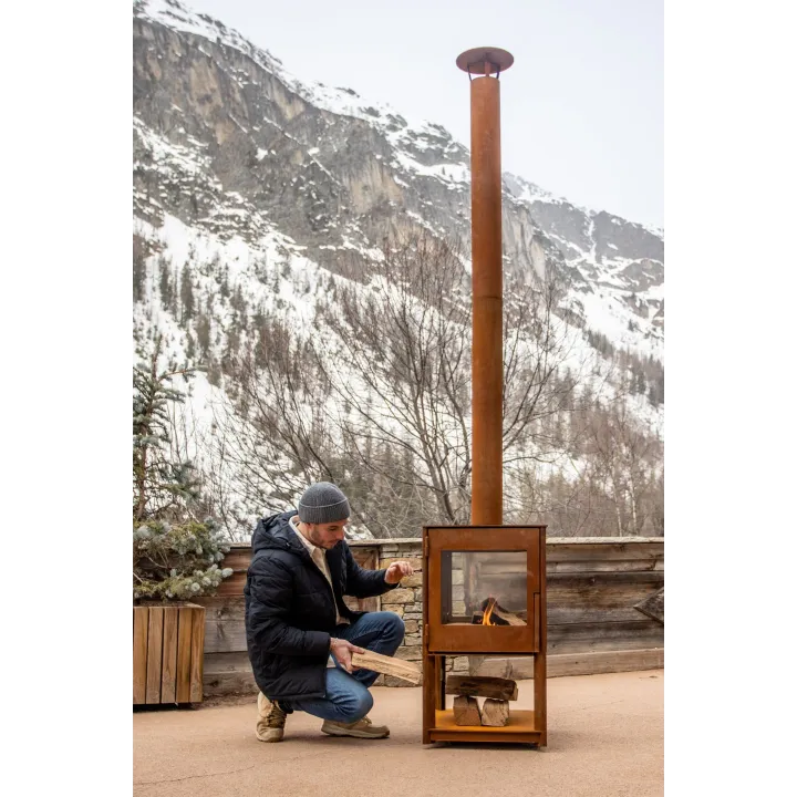 Poêle d'extérieur chauffe-terrasse CUBIS VULX acier corten - Ersho