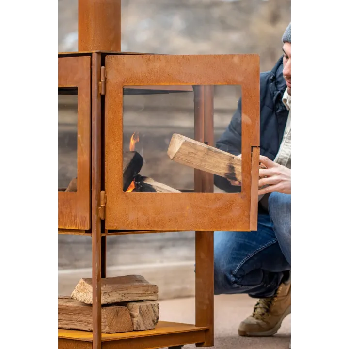 Poêle d'extérieur chauffe-terrasse CUBIS VULX acier corten - Ersho