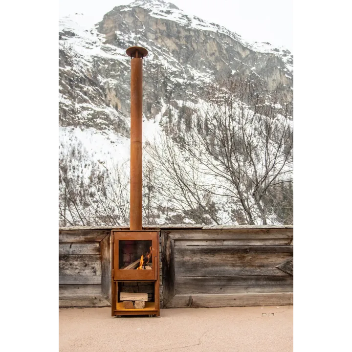 Poêle d'extérieur chauffe-terrasse CUBIS VULX acier corten - Ersho