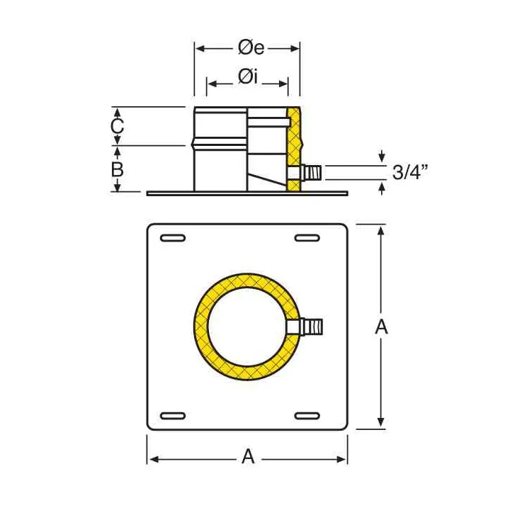 Plaque base avec évacuation