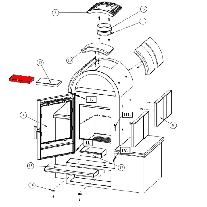 Garniture gauche pour compartiment chauffe-plat pour le poêle Fireplace Serena