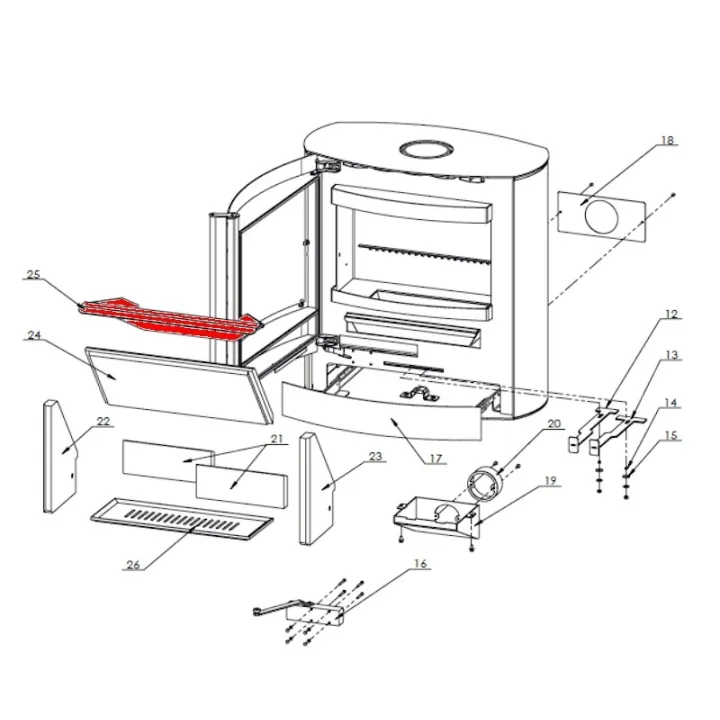 Déflecteur haut pour le poêle Fireplace Adamis