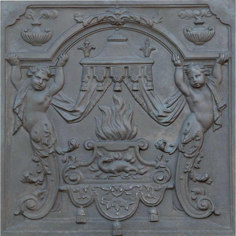 Plaque en fonte Putti 80 x 80 h x 2 cm