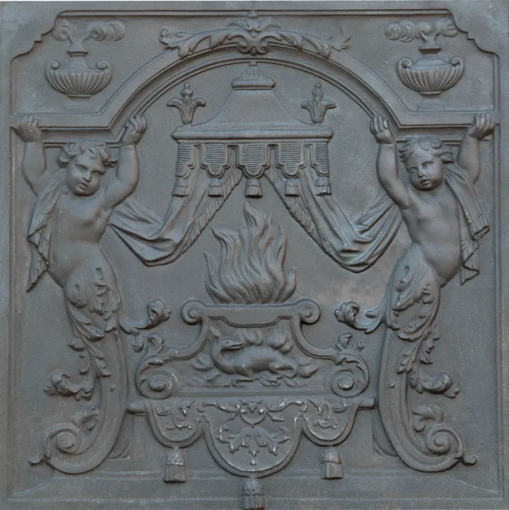 Plaque en fonte Putti 80 x 80 h x 2 cm