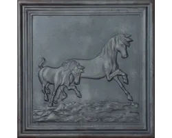 Plaque en fonte Chevaux 50 x 50 h x 1 cm