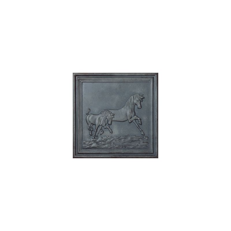 Plaque en fonte Chevaux 50 x 50 h x 1 cm