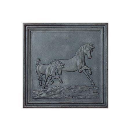 Plaque en fonte Chevaux 50 x 50 h x 1 cm