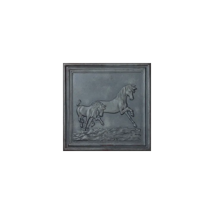 Plaque en fonte Chevaux 50 x 50 h x 1 cm