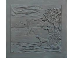 Plaque en fonte Chasseur 78 x 75 h x 1 cm