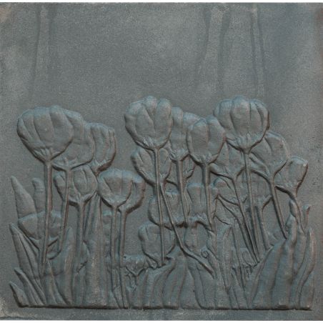 Plaque en fonte Tulipes 60 x 60 h x 1 cm