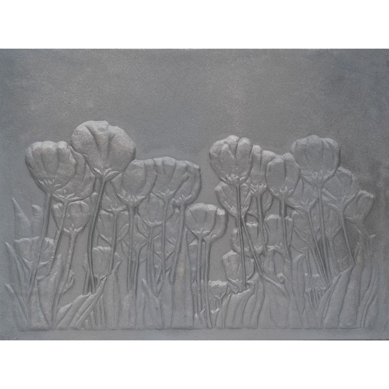 Plaque en fonte Tulipes 60 x 60 h x 1,2 cm