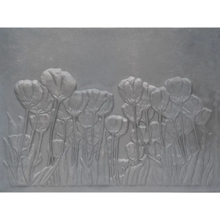 Plaque en fonte Tulipes 60 x 60 h x 1,2 cm