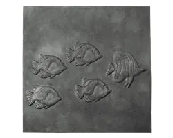 Plaque en fonte Poissons 60 x 60 h x 1 cm